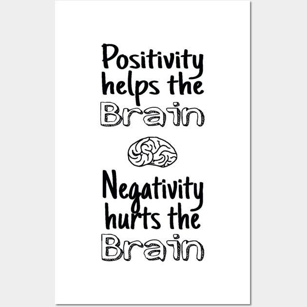 Positivity helps the Brain/ Negativity hurts the Brain Black font Wall Art by ArtbyAlisha1